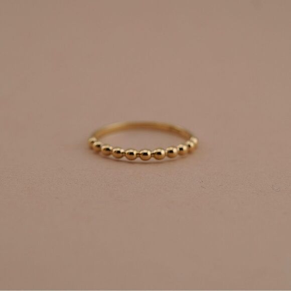 14k Solid Gold Polish Ball Ring | Stackable Bead Ring |  Tehrani Jewelry | - Picture 4 of 4